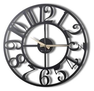 Wallexpert Dekorativní kovové nástěnné hodiny Circle, Černá
