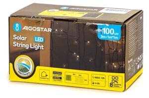 Aigostar - LED Solární řetěz 100xLED/8 funkcí 4x1m IP65 teplá bílá