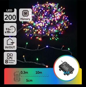 Aigostar -LED Venkovní řetěz 200xLED/8 funkcí 3xAA 10,3m IP44 multicolor