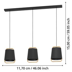 Eglo 390186 - Lustr na lanku CAMALOZA 3xE27/40W/230V černá