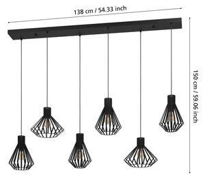 Eglo 390126 - Lustr na lanku BASIDANO 6xE27/40W/230V černá
