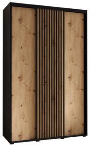 Šatní skříň BAYLIN 1 - 150/60 cm, černá / dub artisan / černá