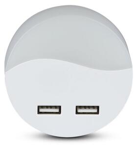 LED Noční světlo se senzorem soumraku do zásuvky 2xUSB LED/0,45W/230V 3000K