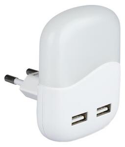 LED Noční světlo se senzorem soumraku do zásuvky 2xUSB LED/0,45W/230V 4000K