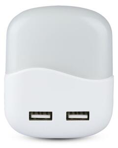 LED Noční světlo se senzorem soumraku do zásuvky 2xUSB LED/0,45W/230V 3000K