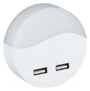 LED Noční světlo se senzorem soumraku do zásuvky 2xUSB LED/0,45W/230V 3000K
