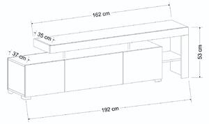 Designový TV stolek Calissa 192 cm bílý