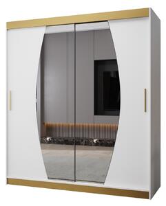 Šatní skříň DITA PREMIUM - 180 cm, bílá / zlatá