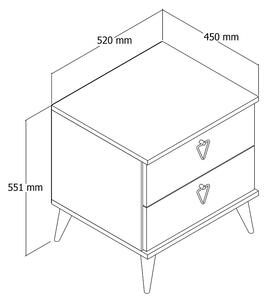 Designový noční stolek Naolin 52 cm vzor dub