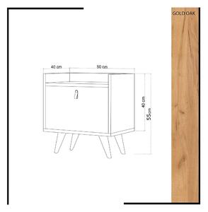 Designový noční stolek Feline 50 cm dub bílý