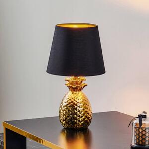 Reality Leuchten Keramická stolní lampa Pineapple zlatočerná, Mosaz / zlato, Obývací pokoj / jídelna, Keramika, Moderní