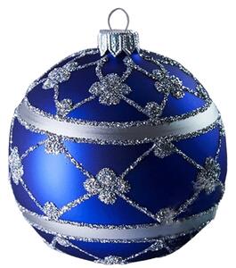 Vánoční koule modrá stříbrný dekor