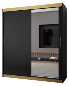 Šatní skříň TIMEA 2 PREMIUM - 180 cm, černá / zlatá