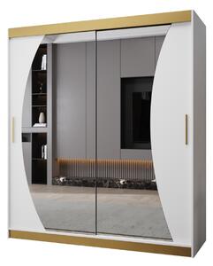 Šatní skříň IZABELA PREMIUM - 180 cm, bílá / zlatá
