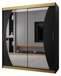 Šatní skříň IZABELA PREMIUM - 180 cm, černá / zlatá