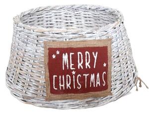 Bílý ratanový kryt pod vánoční stromek Merry Christmas - Ø 60 Ø 45*26 cm