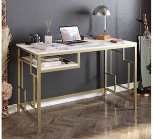 Designový psací stůl Yaiza 120 cm bílo-zlatý - Skladem