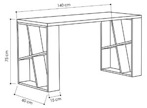 Designový psací stůl Kailas 140 cm dub bílý