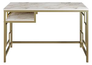 Designový psací stůl Yaiza 120 cm bílo-zlatý - Skladem