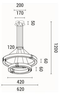 LED Lustr na lanku LUIS LED/62W/230V 3000K 62x120 cm