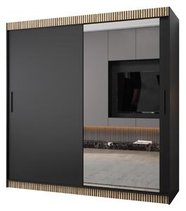 Šatní skříň TIMEA 2 PREMIUM - 200 cm, černá / dub wotan