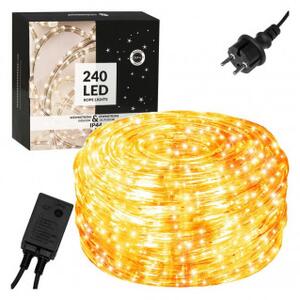 SPRINGOS LED světelná hadice - 10m, 240LED, 8 funkcí, IP44, teplá bílá CL1200-XG