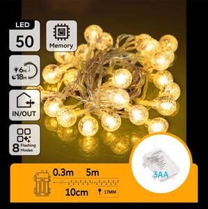 Aigostar - LED Venkovní řetěz 50xLED/3xAA/8 funkcí 5,3 m IP44 teplá bílá
