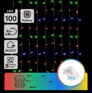 Aigostar - LED Venkovní vánoční řetěz 100xLED/8 funkcí 3xAA 4x1m IP44 multicolor