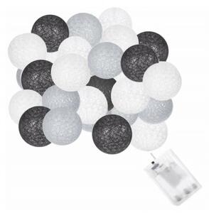 SPRINGOS LED světelný řetěz Bavlněné koule 6cm - 6m, 30LED, 2xAA, teplá bílá CL0125-XG