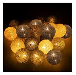 SPRINGOS LED světelný řetěz Bavlněné koule 6cm - 6m, 30LED, 2xAA, teplá bílá CL0125-XG