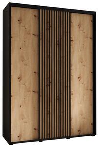 Šatní skříň BAYLIN 1 - 170/45 cm, černá / dub artisan / černá