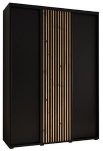 Šatní skříň BAYLIN 1 - 170/45 cm, černá / černá / dub artisan