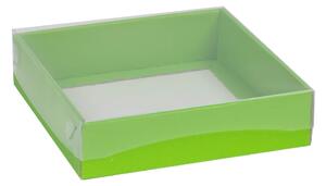 Dárková krabice s průhledným víkem 150x150x50 mm, zelená