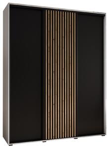 Šatní skříň FIDELIA 1 - 190/45 cm, bílá / černá / dub artisan