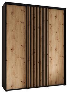 Šatní skříň BAYLIN 1 - 200/60 cm, černá / dub artisan / černá