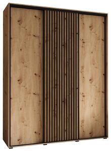 Šatní skříň BAYLIN 1 - 200/60 cm, dub artisan / dub artisan / černá