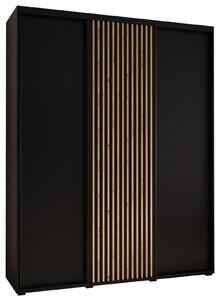 Šatní skříň BAYLIN 1 - 190/45 cm, černá / černá / dub artisan