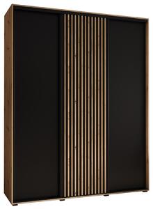 Šatní skříň BAYLIN 1 - 200/45 cm, dub artisan / černá / dub artisan