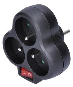 SOLIGHT Zásuvka rozbočovací s vypínačem P99B 3x 230V/10A, černá
