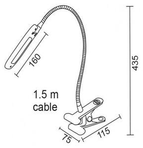 ACA Lighting LED stolní lampička s vypínačem a klipem BAZ 5W/230V/4000K/340Lm/120°/IP20, černá