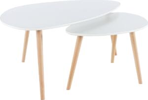 Tempo Kondela Oválný konferenční stolek FOLKO NEW set 2 kusů, bílá/buk