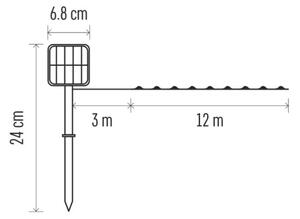 LED Solární řetěz LED/2,4W/1,2V 1xAA 15 m IP44 3000K 600 mAh
