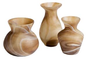 Kave Home Set tří hnědých skleněných váz Nerola