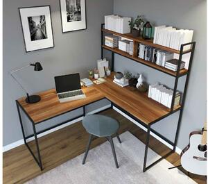 Designový rohový psací stůl Idoya 154 cm vzor ořech