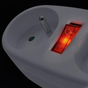 SOLIGHT Zásuvka rozbočovací 2 x 10A, bílá, vypínač