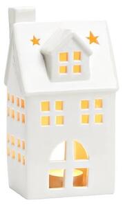 Dům Vánoc Porcelánový svícen Domek bílý lesklý 19 cm