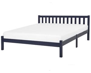 Dřevěná postel 180 x 200 cm tmavě modrá FLORAC
