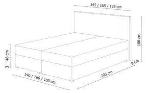 Čalouněná postel boxspring PRIORA, 140x200, cosmic 100