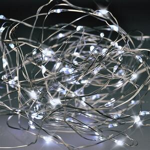 SOLIGHT Vánoční řetěz stříbrný, 30x mini LED, 3m, 3 x AA, studené světlo