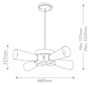 Elstead KRISTY-4P-DG-OPAL - Lustr na tyči KRISTY 4xE27/40W/230V měděná